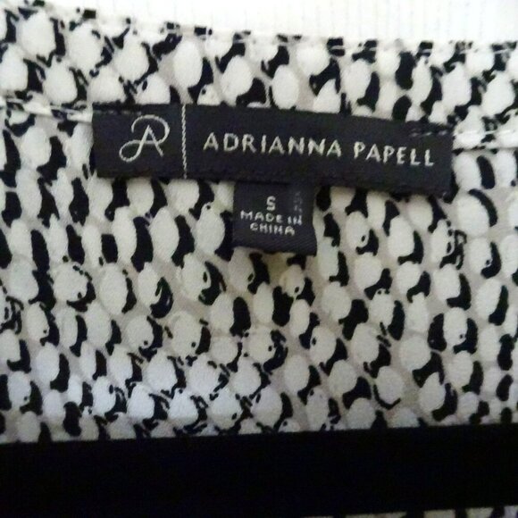 Adrianna Papell Small Polyester Black Gray and White V-Neck Long Button Sleeve B - Picture 3 of 5